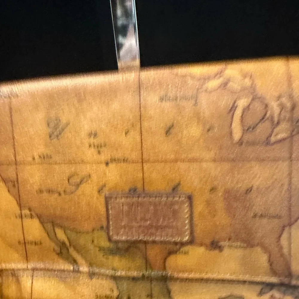 Alviero Martini Yellow Map-Print Crossbody Bag with Brown Trim - Picture 2 of 10